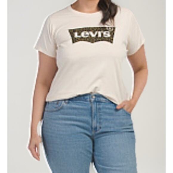 Levi's Womens Perfect Logo Short-Sleeve T-Shirt Top Plus Size 3X Beige Tee - Picture 2 of 11